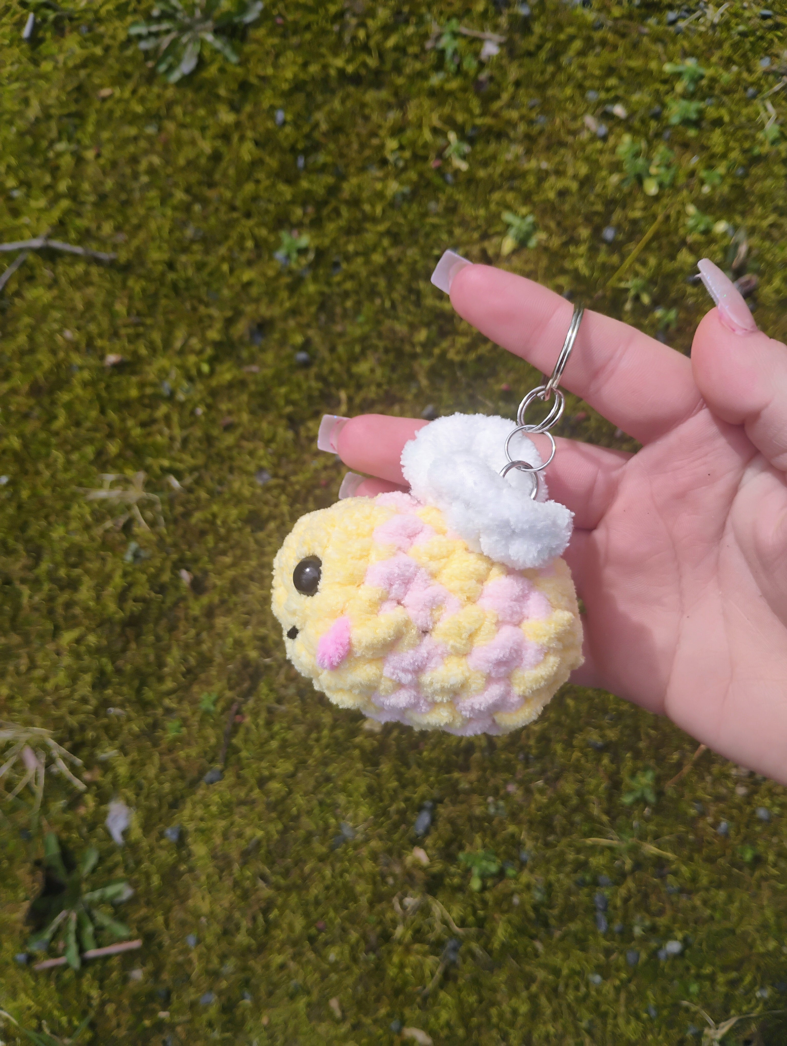 Yellow & Light Pink Baby Bee Plush Keychain