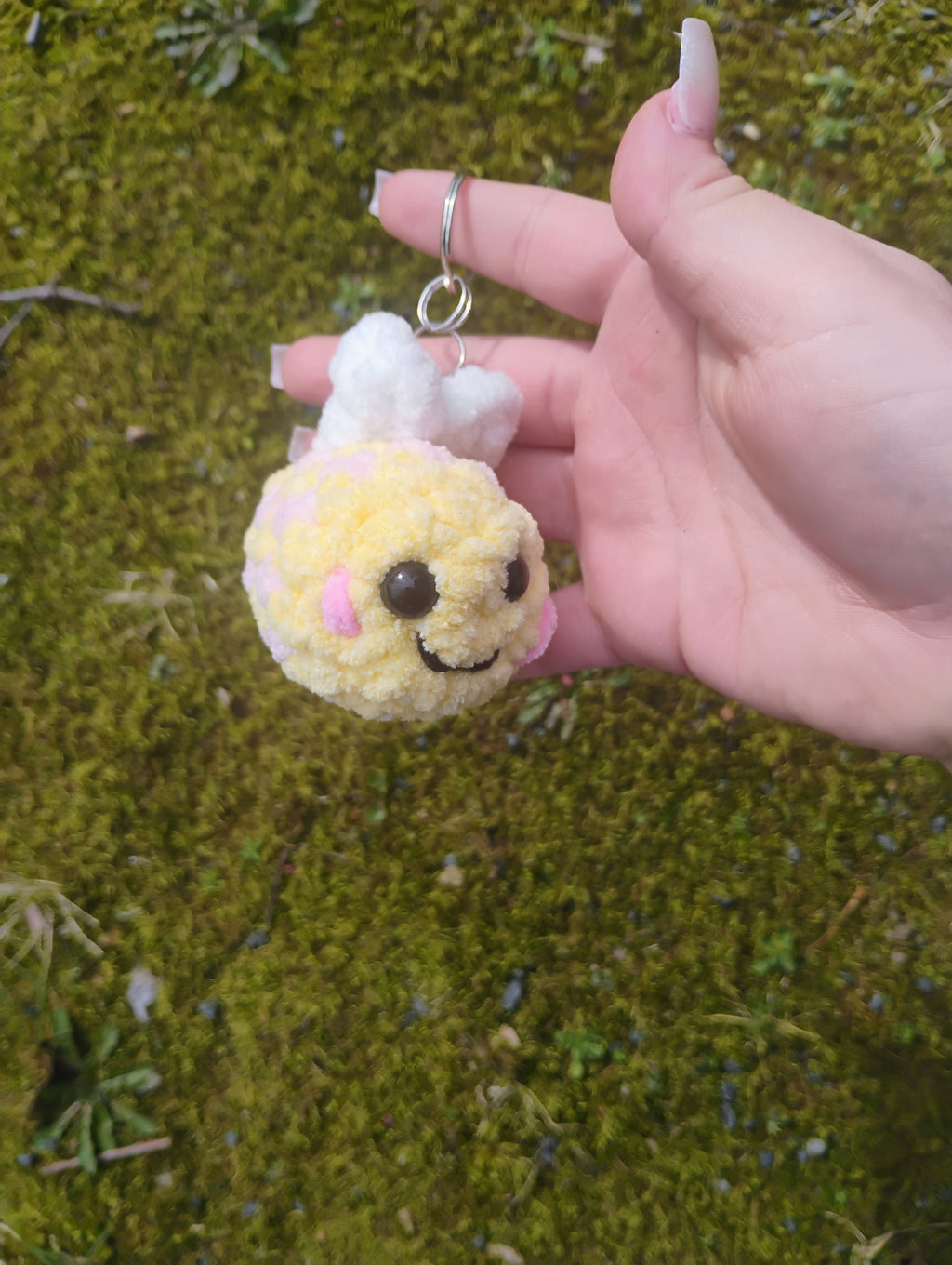 Yellow & Light Pink Baby Bee Plush Keychain